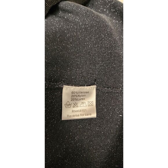 Fontana Black Ribbed Shimmer Jeweled Zip Up Sweater Size Medium - Picture 5 of 5